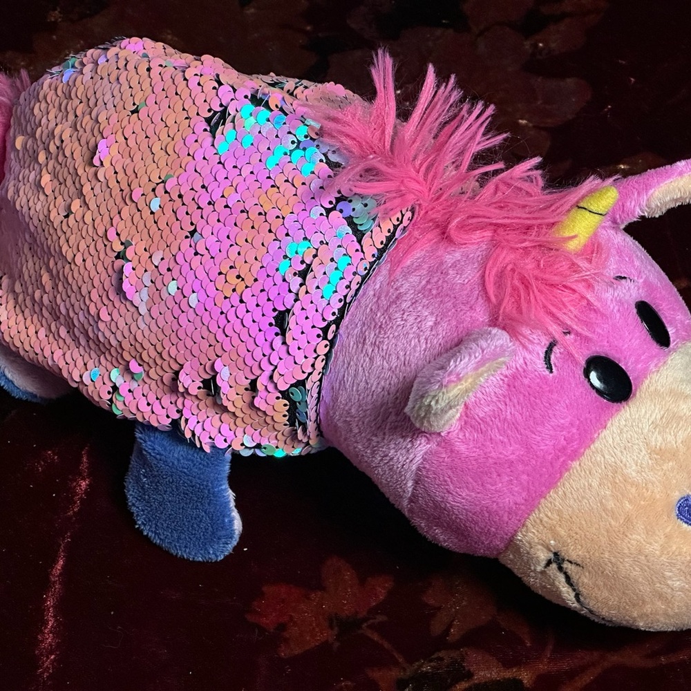 Flipazoo Pink and Blue Sequin Unicorn Plush